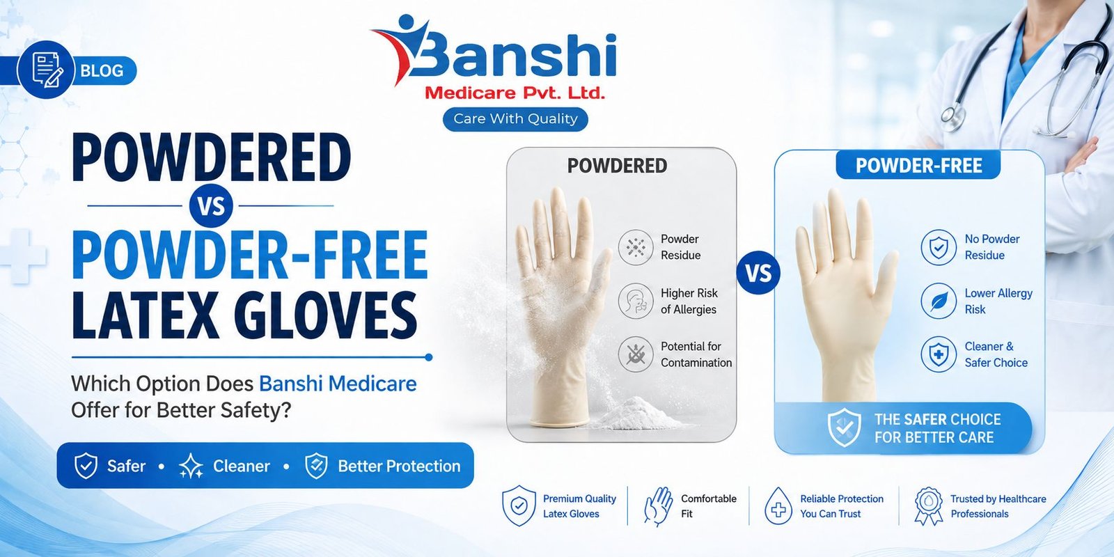 Powdered vs Powder-Free Latex Gloves: Which Option Does Banshi Medicare Offer for Better Safety?
